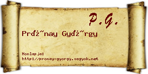 Prónay György névjegykártya