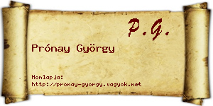 Prónay György névjegykártya